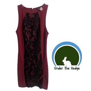 Y2K Ms Maggie Red Black Pencil Mini Dress Fits XS Lace Q2 Grunge Whimsigoth